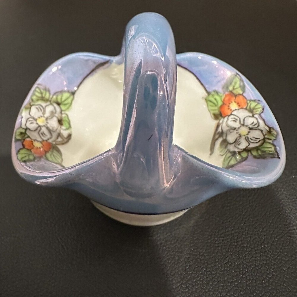 Vintage Noritake Miniature Basket 2.25 Inch Floral Hand Painted Japan Signed - Picture 3 of 9